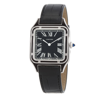 Cartier Santos-Dumont Large Model Hand Wind Black Dial Mens Watch WSSA0046 (black, arb1998)