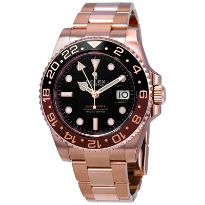 Pre-owned Rolex GMT-Master II 18kt Everose Gold Mens Watch 126715chnr-00ечислительное 126715CHNR-0001 (black, arb22292)