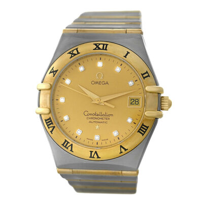 Pre-owned Omega Constellation '95 Automatic Diamond Champagne Dial Unisex Watch (Ref: 1202.15) (beige, arb5265)