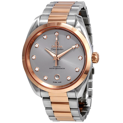 Pre-owned Omega Seamaster Aqua Terra Diamond Grey Dial Watch 220.20.38.20.56.002 (blue, arb5266)