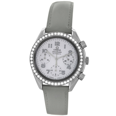 Pre-Owned Omega Speedmaster Chronograph Automatic Diamond White Dial Ladies Watch Ref. 3815.72.55 (arb5268)