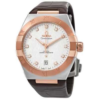 Omega Constellation Automatic Diamond Silver Dial Mens Watch Model: 13123392052001 (brown, arb4053)
