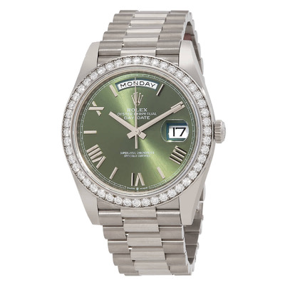 Rolex Day Date 40 Automatic Green Dial Mens White Gold President Watch M228349RBR-0030 (arb6626)
