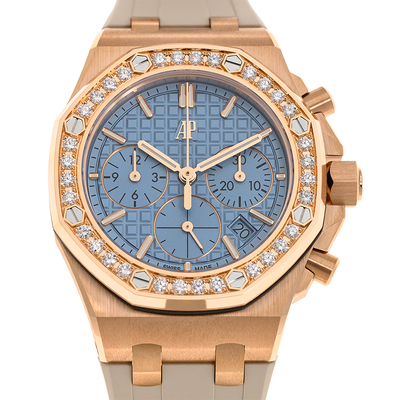 Audemars Piguet 26231OR.ZZ.A085CA Chronograph Automatic Diamond Blue Dial Ladies Watch 26231OR.ZZ.A085CA.01 (beige, arb611)