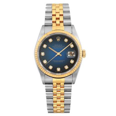 Pre-owned Rolex Datejust Automatic Chronometer Diamond Blue Dial Unisex Watch 16233 BLDJ (blue, arb3864)
