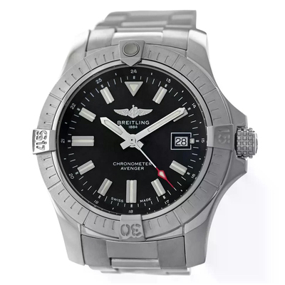 Pre-Owned Breitling Avenger Automatic Chronometer Black Dial Mens Watch A17318 (black, arb3778)