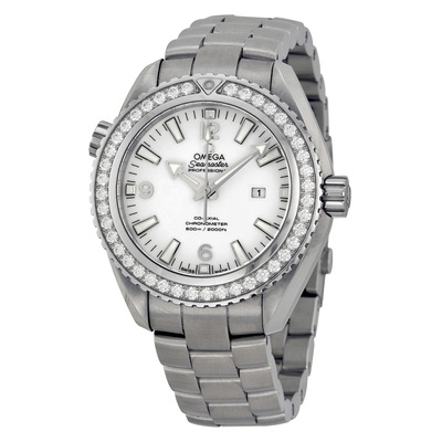 Pre-owned Omega Seamaster Planet Ocean Diamond White Dial Ladies Watch 23215382004001 232.15.38.20.04.001 (arb5275)