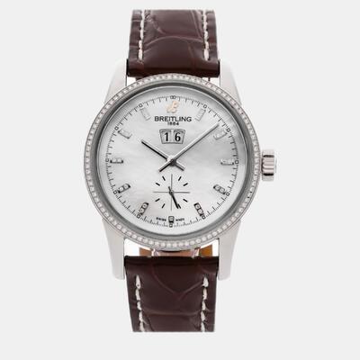 A1631053/A765 Breitling Men's Transocean Automatic Stainless Steel Watch 38mm White Dial 949988 (white, arb8713)