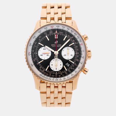 RB0121211B1R - Breitling Navitimer Black Edition 18k Rose Gold Automatic Men's Wristwatch, 43mm 952597 (black, arb8457)
