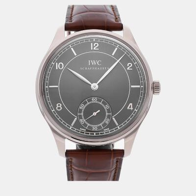 IWC Portuguese Grey Manual Winding White Gold Watch 44mm Reference 953011 (arb20467)