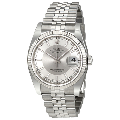 Pre-owned Rolex Oyster Perpetual Silver Dial Mens Watch 116234-SRSJ 116234SRSJ (arb25424)