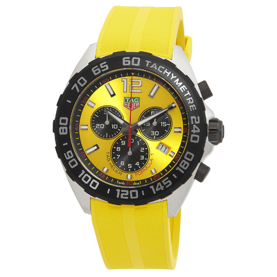 Pre-owned Tag Heuer Formula 1 Chronograph Quartz Yellow Dial Mens Watch CAZ101AM.FT8054 (black, arb23571)