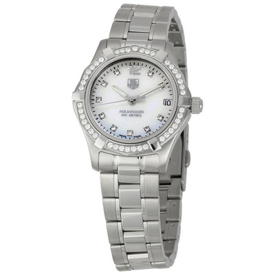 Pre-owned Tag Heuer Aquaracer Diamond White Mother of Pearl Dial Ladies Watch - waf1313.ba0819 (blue, arb6851)