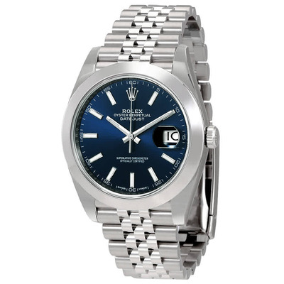 Rolex Datejust 41mm Blue Dial Mens Automatic Watch - Part No. 126300BLCK 126300-0002 (blue, arb3622)