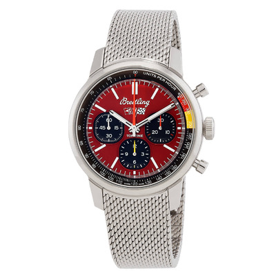 Breitling Top Time Chronograph Automatic Chronometer Red Dial Mens Watch AB01761A1K1A1 (red, arb13408)