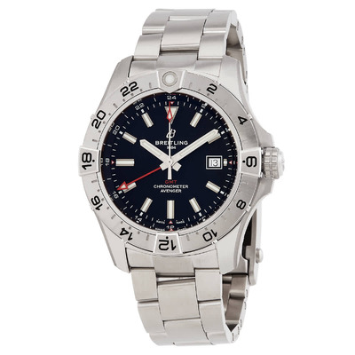 Breitling Avenger Automatic Mens Watch - Black Dial, Silver-tone Steel Case and Bracelet, Model A32320101B1A1 (black, arb1033)