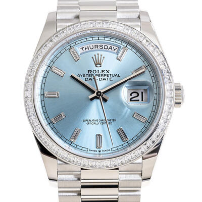 Rolex Day-Date 36 Ice Blue Diamond Dial Automatic Mens Platinum Watch M128396TBR-0003 (blue, arb4152)