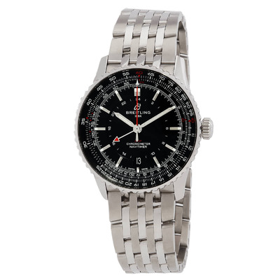 Men's Breitling Navitimer GMT Automatic Chronometer Black Dial Watch A32310251B1A A32310251B1A1 (black, arb1032)