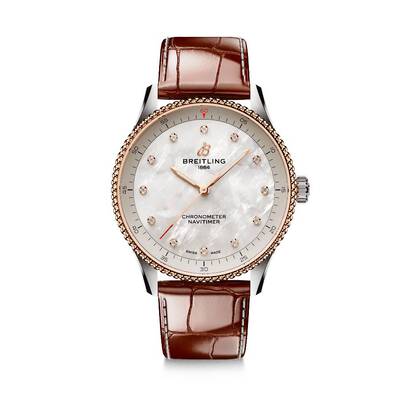 Navitimer Ladies Watch u77320e61a1p1 Elegant Diamond Dial Quartz Movement Breitling (brown, arb757)