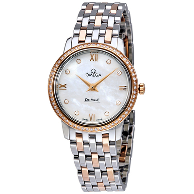 Pre-owned Omega De Ville Diamond Mother of Pearl Dial Ladies Watch 424.25.27.60.55 424.25.27.60.55.002 (arb5281)