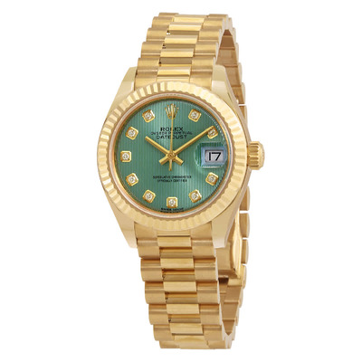 Rolex Lady Datejust 28 Automatic Chronometer Diamond Green Dial Ref: 279178gndp Ladies Watch (arb6716)