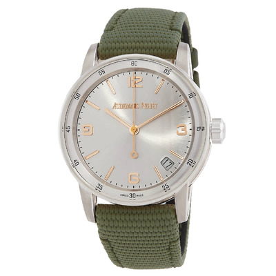 Audemars Piguet Men's CODE 11.59 Automatic Watch - White Gold Case with Green NATO Strap 15210CR.OO.A009CR.GR.NATO (arb783)