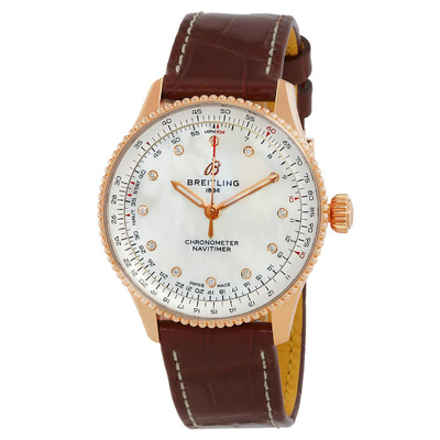 Navitimer Ladies Automatic Mother of Pearl Diamond Watch - r17327211a1p1 Breitling (brown, arb1145)