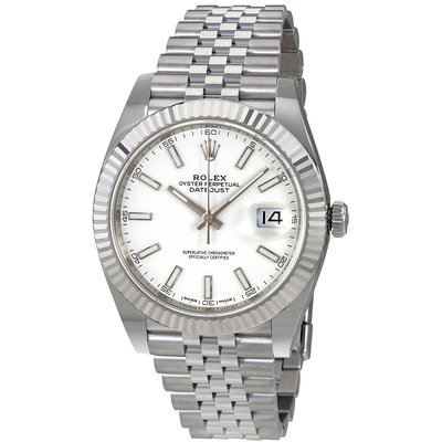 Pre-owned Rolex Datejust 41 White Dial Automatic Mens Watch, Model: 126334WSJ 126334-0010 (arb26042)