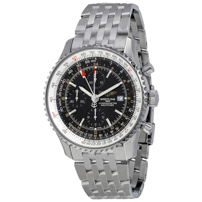 Pre-owned Breitling Navitimer World GMT Chronograph Automatic Black Dial Mens Watch A2432212-B726-453A-B726SS (black, arb6468)