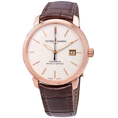 Ulysse Nardin Classic Classico Eggshell Dial Automatic Mens Watch 8152-111-2/91 (brown, arb8076)