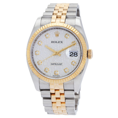 Pre-owned Rolex Oyster Perpetual Datejust 36mm Silver-tone With Yellow Gold Jubilee Bracelet Automatic Mens - Article: 116233-sjdj (arb21125)