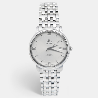 Omega Silver Stainless Steel De Ville Prestige Men's Wristwatch 39.50mm 1039385 (arb9242)