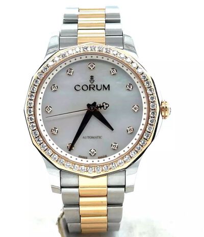 Pre-Owned Corum Admirals Cup Diamond White Dial Ladies Watch 400.100.29/V200 PK10 (blue, arb2965)