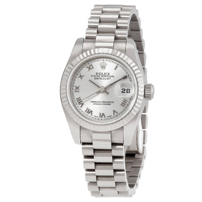Rolex Lady Datejust 26 Silver Dial, White Gold President Automatic Ladies Watch 179179SRP (arb7600)