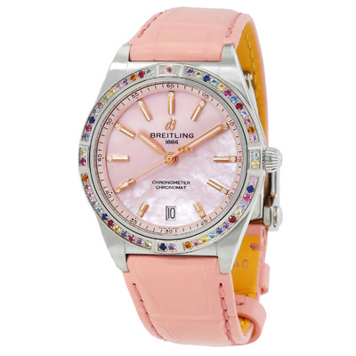 Breitling Chronomat South Sea Automatic Pink - Stainless Steel Case, Diamond Mother of Pearl Dial, Ladies Watch G10380BB1K1P1 (blue, arb1335)