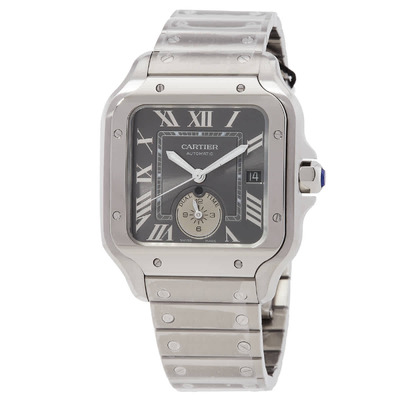 Cartier Santos Dual Time Large Automatic Mens Grey Dial Watch WSSA0076 (arb2002)