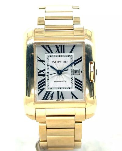 Pre-owned Cartier Tank Anglaise Silver Dial Mens Watch W5310018 (blue, arb6815)
