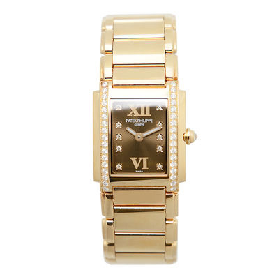 Pre-owned Patek Philippe Twenty-4 Diamond Brown Dial Ladies Watch 4908-11R-010 (brown, arb14525)