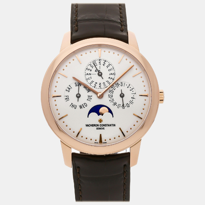 Vacheron Constantin Patrimony Silver 18k Rose Gold Automatic Men's Watch 1051157 (arb13350)