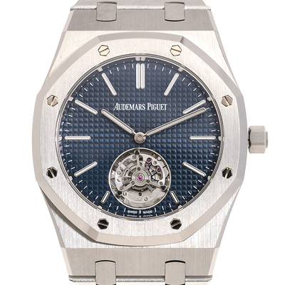 Audemars Piguet Royal Oak Mens '50th Anniversary' Tourbillon Automatic Blue Dial Watch 26670ST.OO 26670ST.OO.1240ST.01 (blue, arb637)