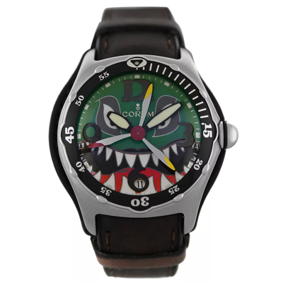 Pre-owned Corum Bubble Dive Bomber Automatic Green Dial Ladies Watch (Ref: 82.180.20) (black, arb2966)
