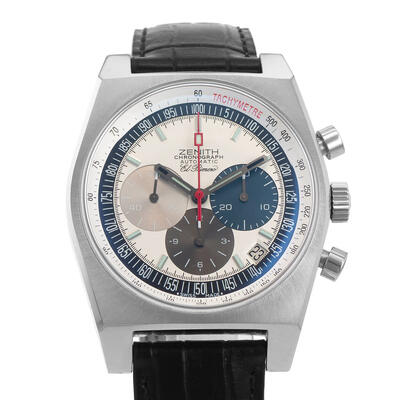 Pre-owned Zenith El Primero Vintage 1969 Chronograph White Dial Mens Watch - Model: 03.1969.469 (black, arb6904)