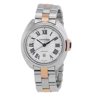 Pre-owned Cartier Cle de Cartier Automatic Silver Dial Ladies Watch W2CL0004 (blue, arb6274)