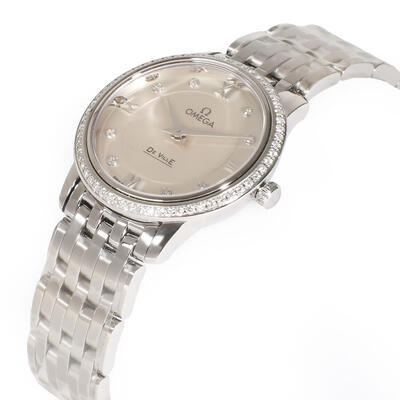 Pre-owned Omega De Ville Diamond Silver Dial Ladies Watch 42415276052001 424.15.27.60.52.001 (arb22912)