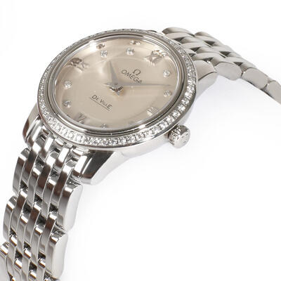 Pre-owned Omega De Ville Prestige Ladies Watch with Diamonds, Silver Dial, Stainless Steel Case Ref. 424.15.24.60.52.001 (arb3413)