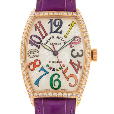Franck Muller Cintree Curvex Silver Dial Diamond Bezel Rose Gold Tone Case Unisex Watch Model:5851MSCCOLDRMD1R(5N)-PUR (blue, arb20756)