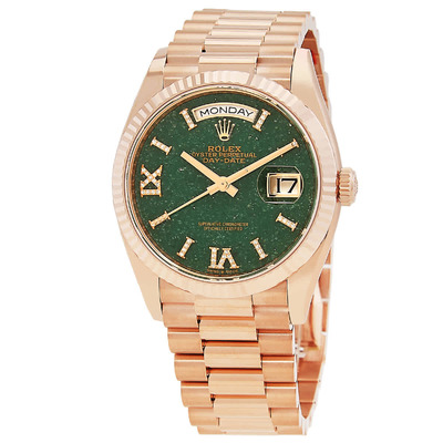Rolex Day-Date 128235-0068 Unisex Automatic Chronometer Diamond Green Aventurine Dial Watch (arb7272)