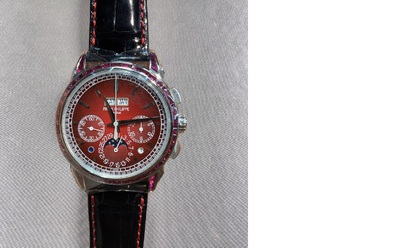 Patek Philippe 5271-12P-010 Grand Complications Perpetual Chronograph Moon Phase Day-Night Red Dial Men's Watch (black, arb4945)