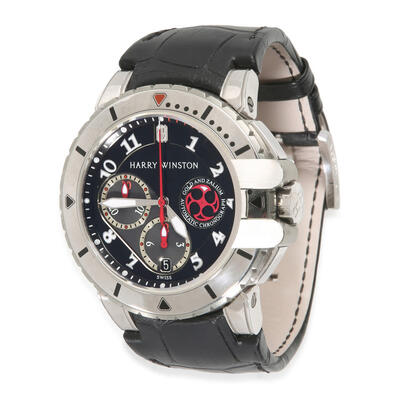 Pre-owned Harry Winston Chronograph Automatic Mens Watch Ocean Collection 410-MCA44WZ (black, arb4769)
