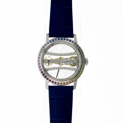 Corum Golden Bridge Round Hand Wind Diamond Mens Watch B113/03404 (blue, arb13504)
